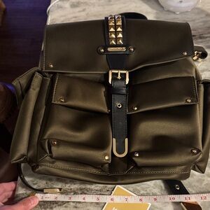 Studded Olive Green Backpack